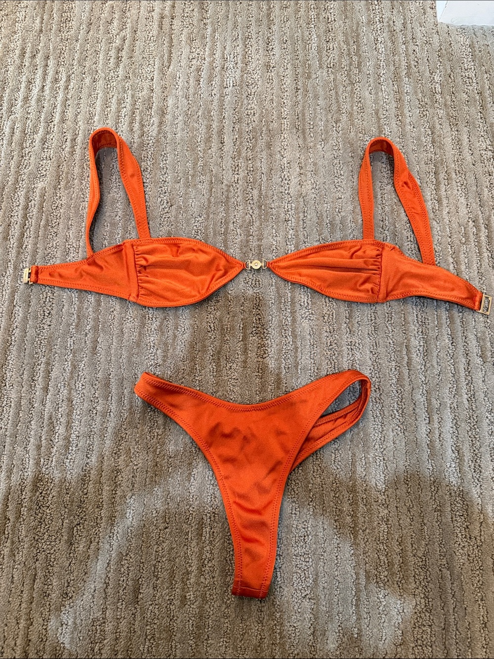 Orange Textured Bikini Set - Women Swim Bikini